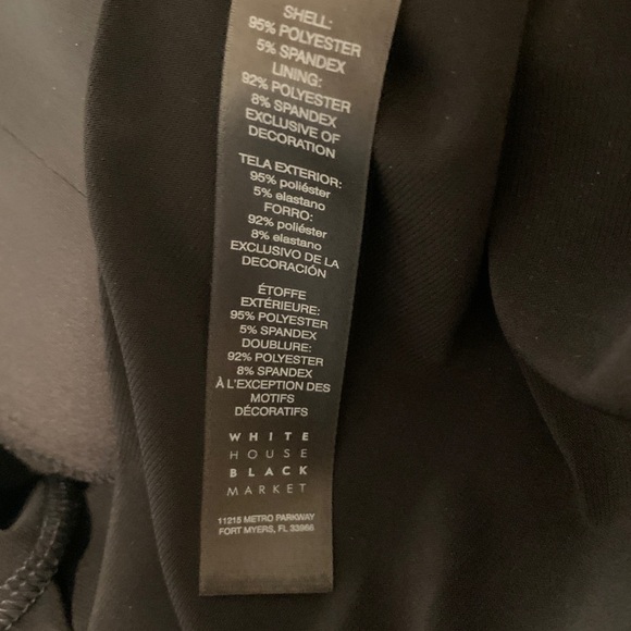 WHBM Boho Chic Dress, Black Stretch Knit, Geometric Trim, 3/4 Sleeves, Vee Neck - Picture 7 of 10